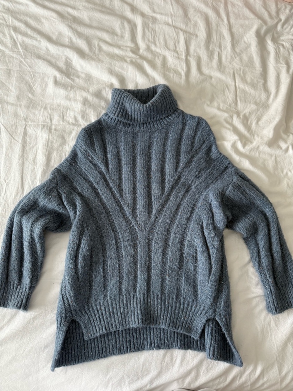 Princess Polly Ribbed Turtleneck Sweater in Slate Blue